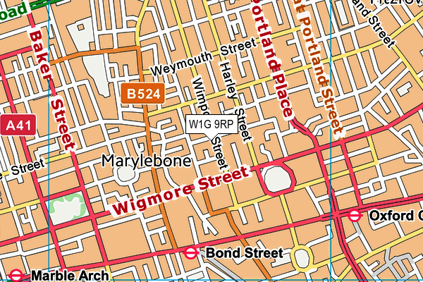 W1G 9RP map - OS VectorMap District (Ordnance Survey)