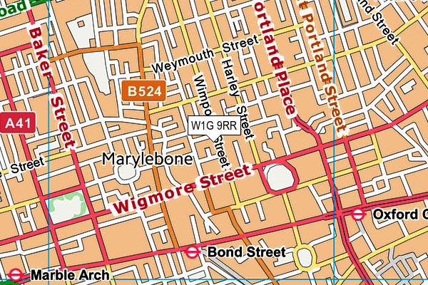 W1G 9RR map - OS VectorMap District (Ordnance Survey)