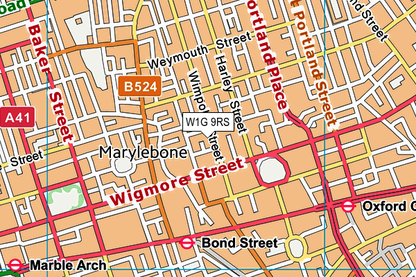 W1G 9RS map - OS VectorMap District (Ordnance Survey)