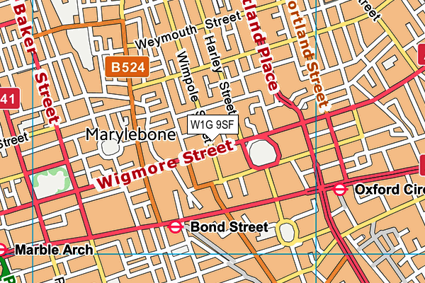 W1G 9SF map - OS VectorMap District (Ordnance Survey)