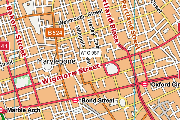 W1G 9SP map - OS VectorMap District (Ordnance Survey)