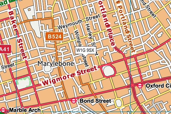 W1G 9SX map - OS VectorMap District (Ordnance Survey)