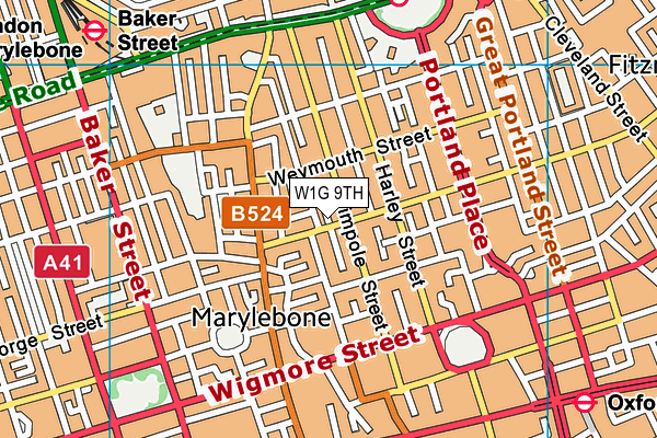 W1G 9TH map - OS VectorMap District (Ordnance Survey)