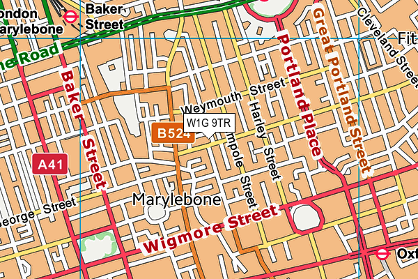 W1G 9TR map - OS VectorMap District (Ordnance Survey)