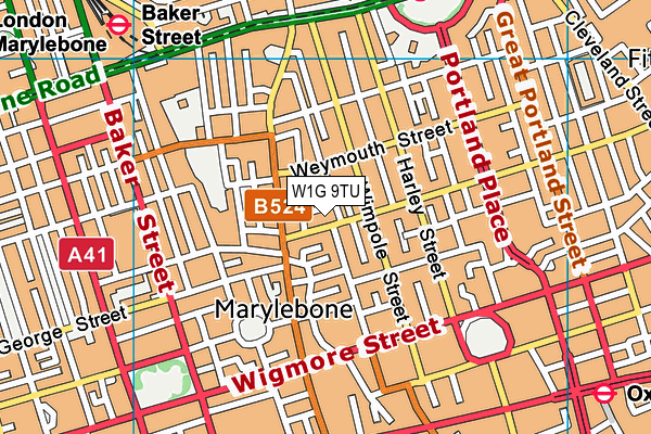 W1G 9TU map - OS VectorMap District (Ordnance Survey)