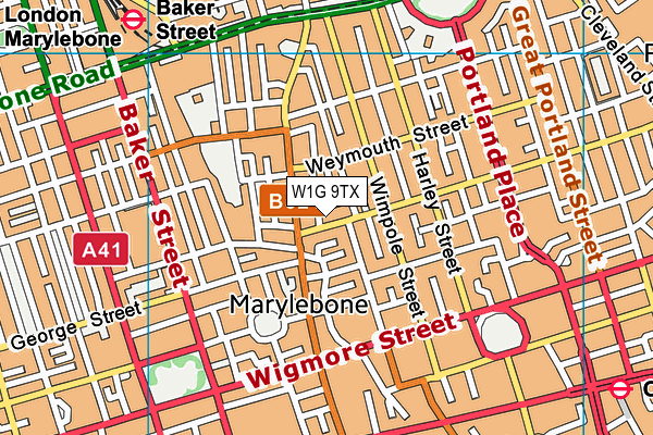 W1G 9TX map - OS VectorMap District (Ordnance Survey)