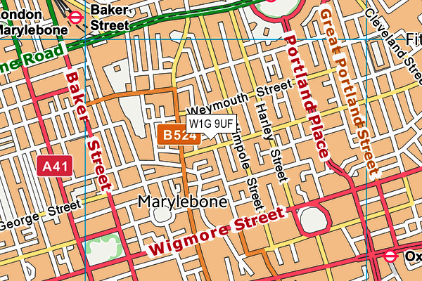 W1G 9UF map - OS VectorMap District (Ordnance Survey)