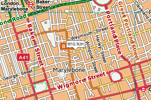 W1G 9UH map - OS VectorMap District (Ordnance Survey)