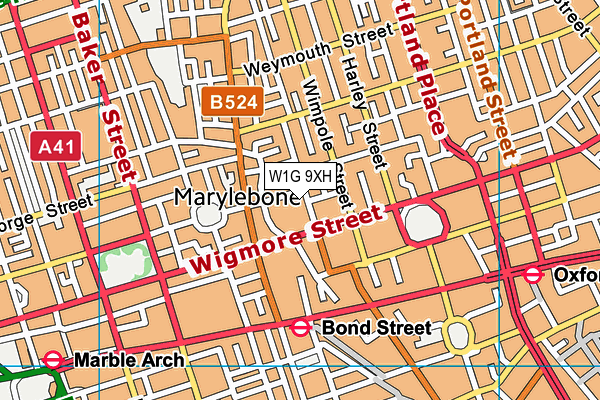 W1G 9XH map - OS VectorMap District (Ordnance Survey)