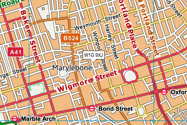 W1G 9XJ map - OS VectorMap District (Ordnance Survey)