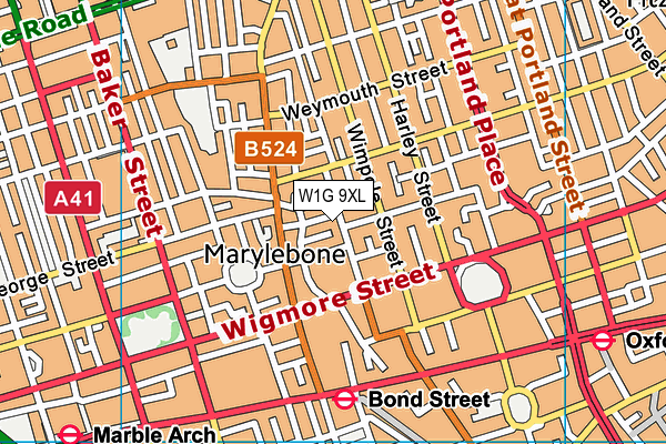 W1G 9XL map - OS VectorMap District (Ordnance Survey)