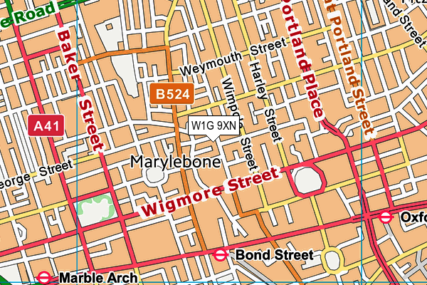 W1G 9XN map - OS VectorMap District (Ordnance Survey)