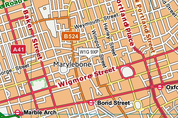 W1G 9XP map - OS VectorMap District (Ordnance Survey)
