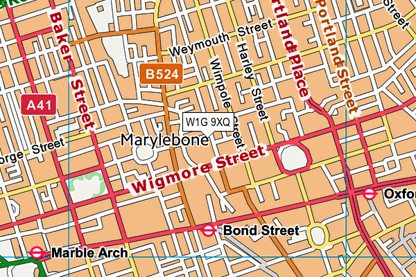 W1G 9XQ map - OS VectorMap District (Ordnance Survey)