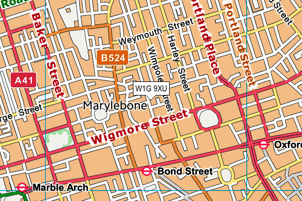 W1G 9XU map - OS VectorMap District (Ordnance Survey)