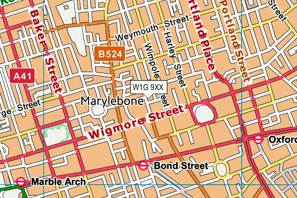 W1G 9XX map - OS VectorMap District (Ordnance Survey)