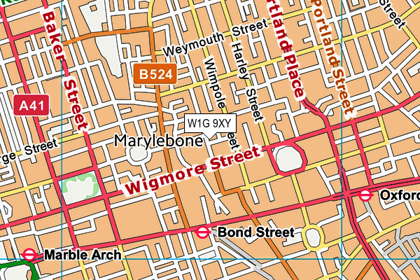 W1G 9XY map - OS VectorMap District (Ordnance Survey)
