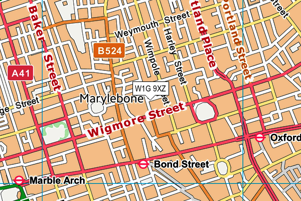 W1G 9XZ map - OS VectorMap District (Ordnance Survey)