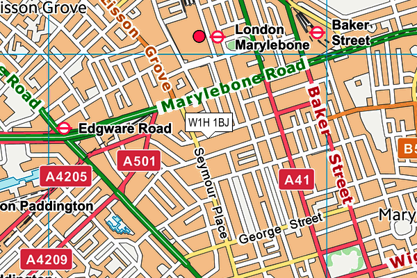 W1H 1BJ map - OS VectorMap District (Ordnance Survey)