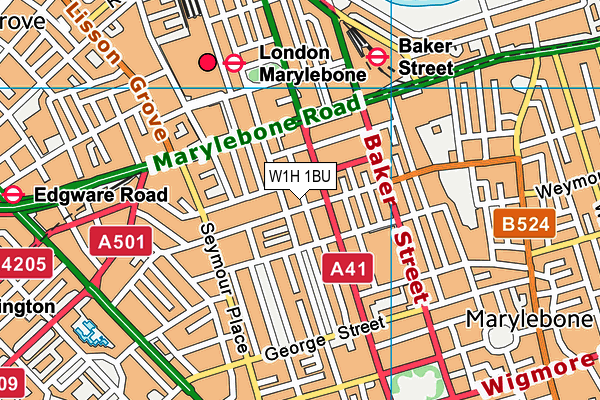 W1H 1BU map - OS VectorMap District (Ordnance Survey)