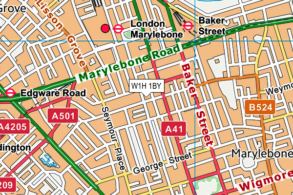 W1H 1BY map - OS VectorMap District (Ordnance Survey)