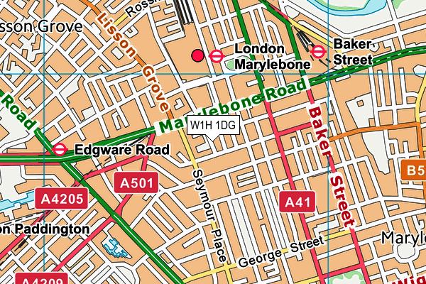 W1H 1DG map - OS VectorMap District (Ordnance Survey)