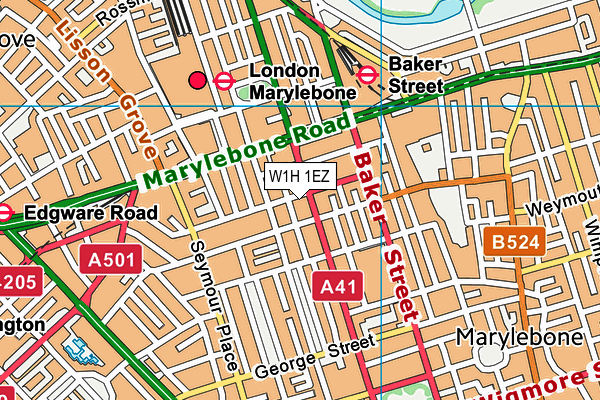 W1H 1EZ map - OS VectorMap District (Ordnance Survey)