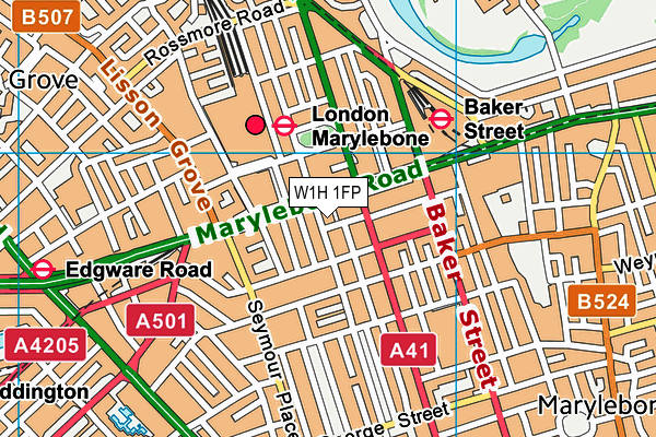 W1H 1FP map - OS VectorMap District (Ordnance Survey)