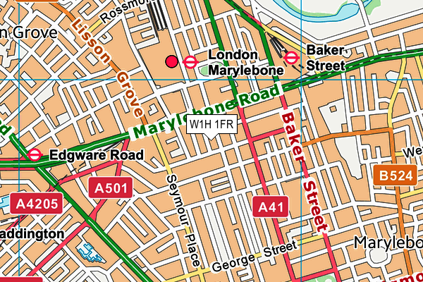 W1H 1FR map - OS VectorMap District (Ordnance Survey)