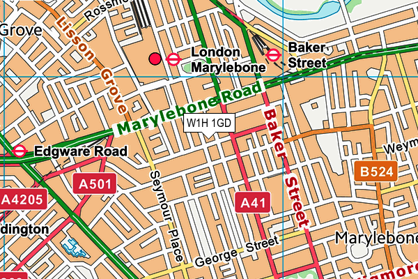 W1H 1GD map - OS VectorMap District (Ordnance Survey)