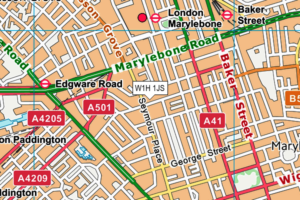 W1H 1JS map - OS VectorMap District (Ordnance Survey)