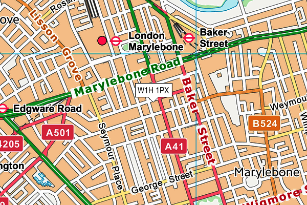 W1H 1PX map - OS VectorMap District (Ordnance Survey)