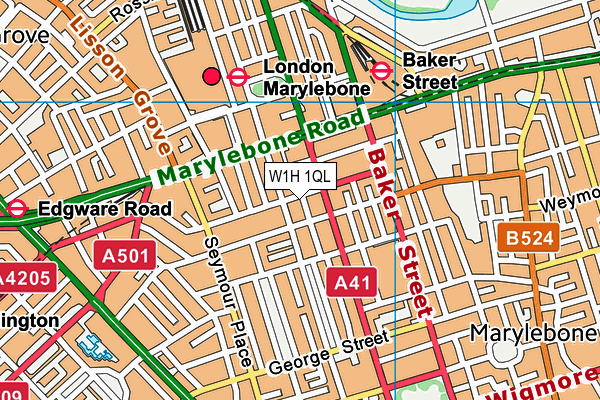 W1H 1QL map - OS VectorMap District (Ordnance Survey)