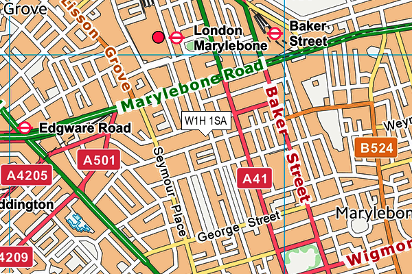 W1H 1SA map - OS VectorMap District (Ordnance Survey)