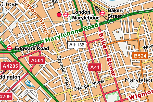 W1H 1SB map - OS VectorMap District (Ordnance Survey)