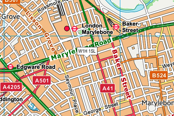 W1H 1SL map - OS VectorMap District (Ordnance Survey)