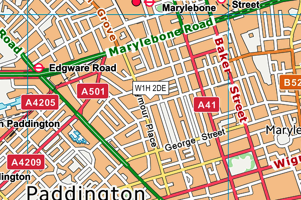 W1H 2DE map - OS VectorMap District (Ordnance Survey)