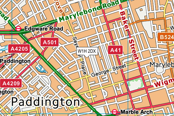 W1H 2DX map - OS VectorMap District (Ordnance Survey)