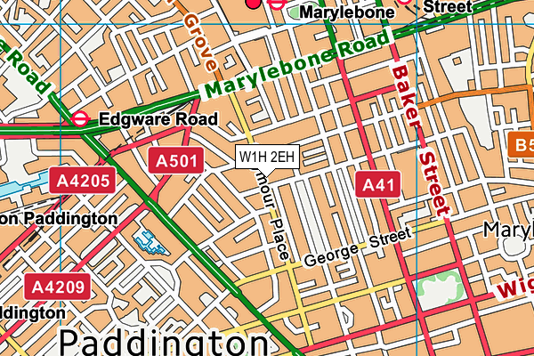 W1H 2EH map - OS VectorMap District (Ordnance Survey)