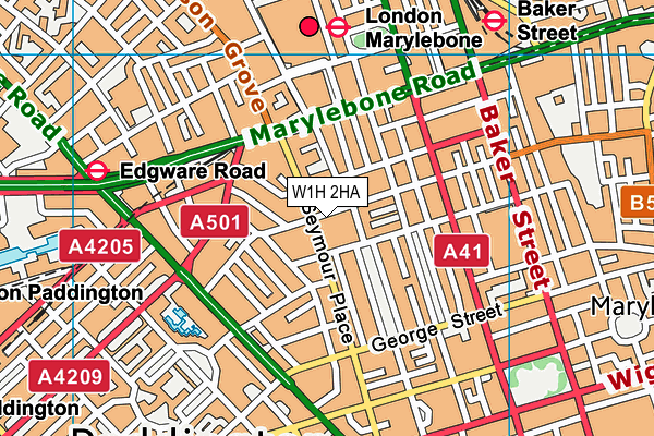 W1H 2HA map - OS VectorMap District (Ordnance Survey)