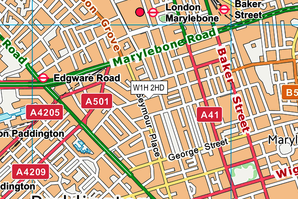 W1H 2HD map - OS VectorMap District (Ordnance Survey)