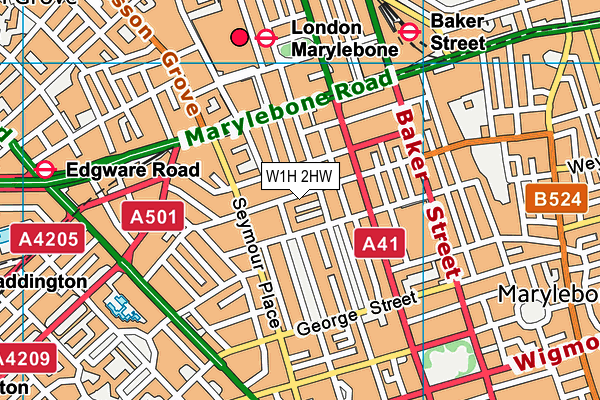 W1H 2HW map - OS VectorMap District (Ordnance Survey)