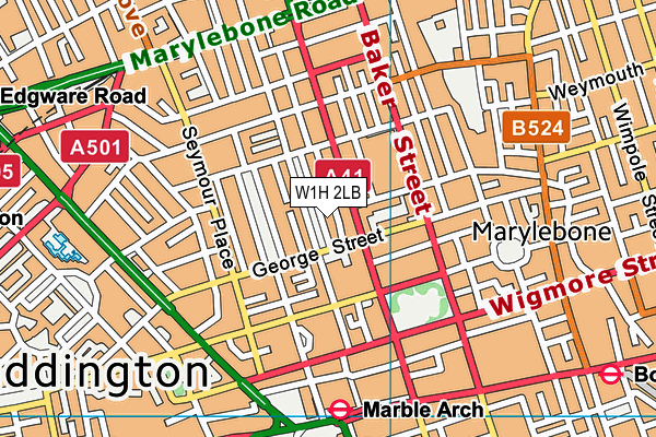 W1H 2LB map - OS VectorMap District (Ordnance Survey)