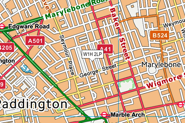 W1H 2LP map - OS VectorMap District (Ordnance Survey)