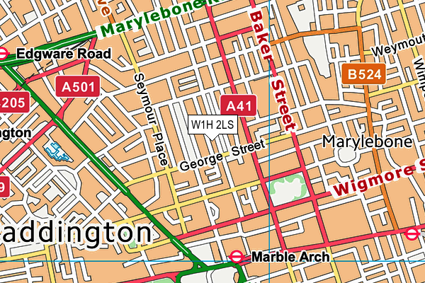 W1H 2LS map - OS VectorMap District (Ordnance Survey)