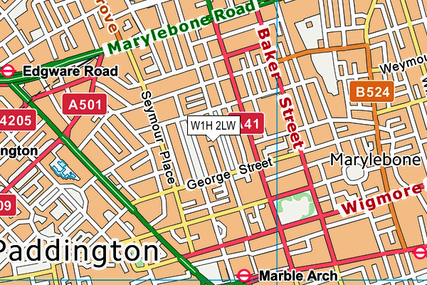 W1H 2LW map - OS VectorMap District (Ordnance Survey)