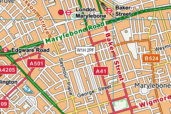 W1H 2PF map - OS VectorMap District (Ordnance Survey)