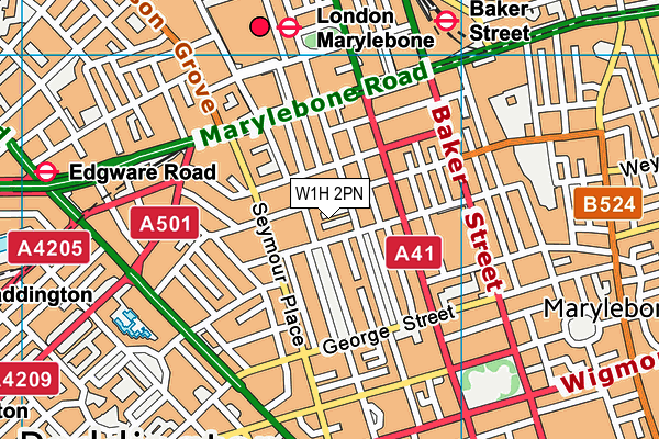 W1H 2PN map - OS VectorMap District (Ordnance Survey)