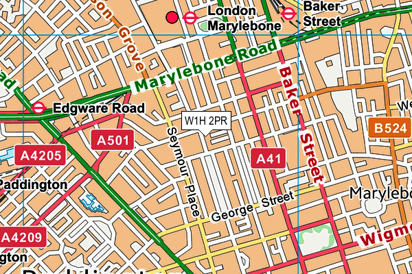 W1H 2PR map - OS VectorMap District (Ordnance Survey)