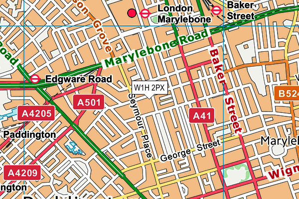 W1H 2PX map - OS VectorMap District (Ordnance Survey)